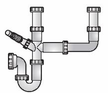 40mm Waste Pipe Double Bowl Sink / Appliance Trap with a 76mm seal.