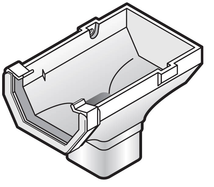 114mm Square Gutter Stop End Outlet pvcbuildingproducts.co.uk