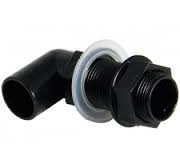 21.5mm FloPlast Black Overflow Pipe Bent Tank Connector