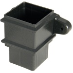 FloPlast Cast Iron Effect 65mm Square Downpipe Joint Socket with fixing lugs
